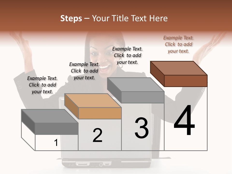 Business Woman Having Success Online On Her Laptop - Isolated Over A White Background PowerPoint Template