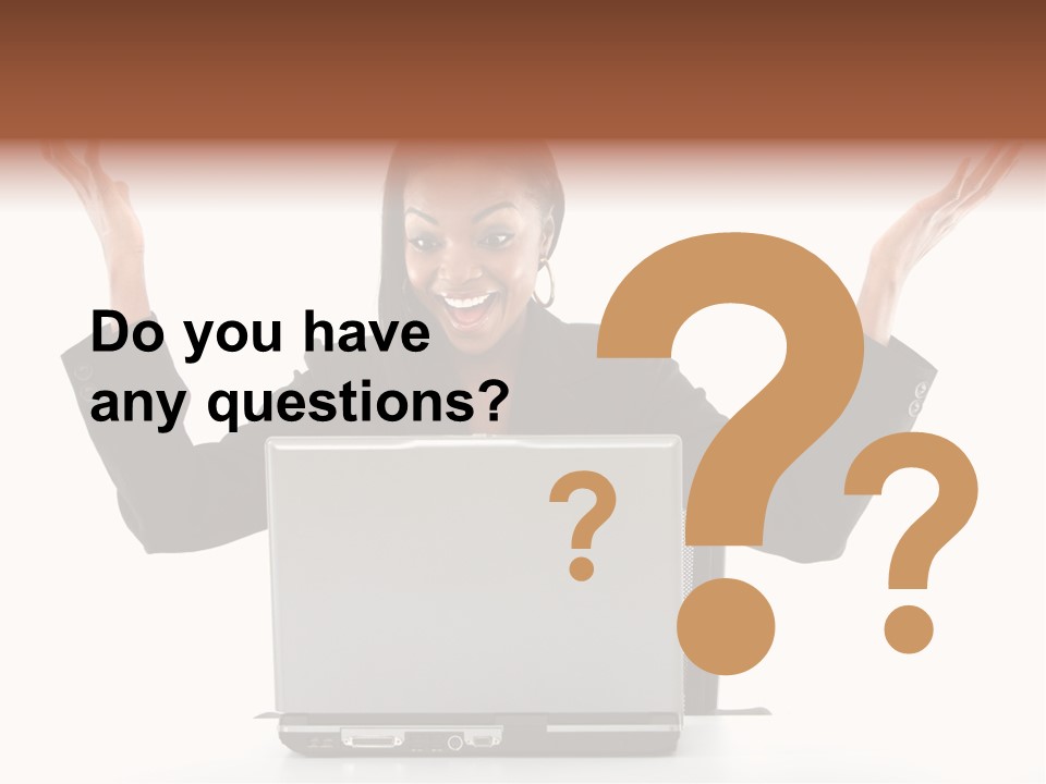 Business Woman Having Success Online On Her Laptop - Isolated Over A White Background PowerPoint Template