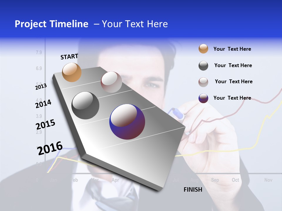Attractive Business Man Drawing On A Graph PowerPoint Template