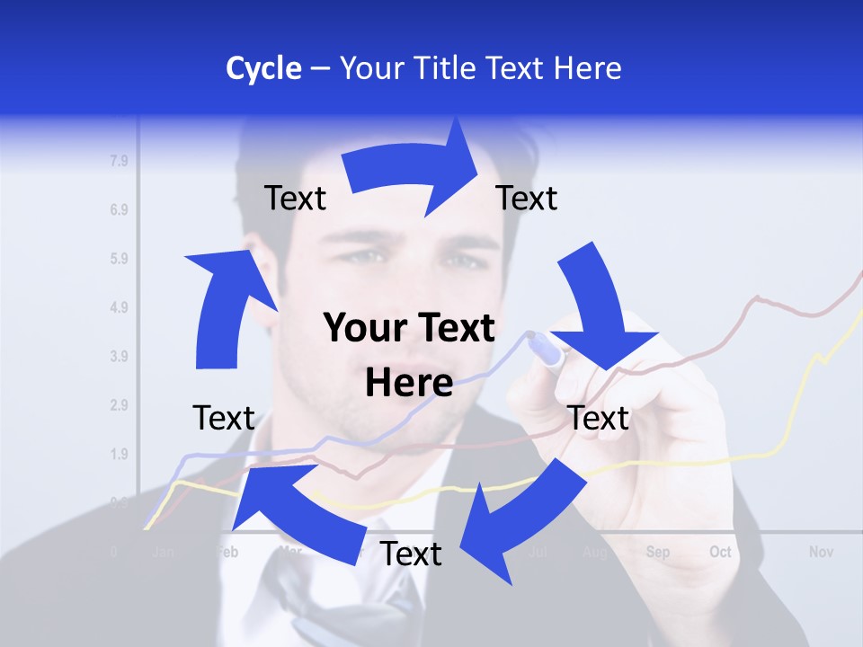 Attractive Business Man Drawing On A Graph PowerPoint Template