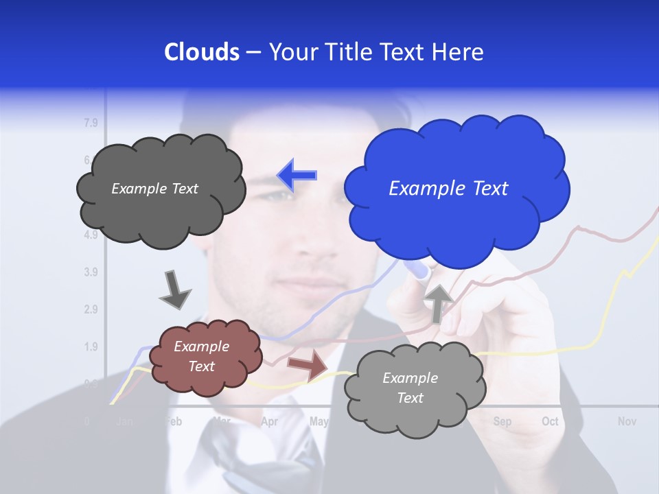 Attractive Business Man Drawing On A Graph PowerPoint Template