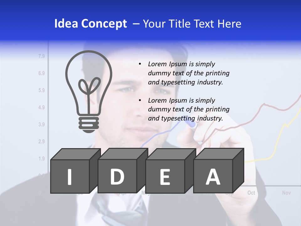Attractive Business Man Drawing On A Graph PowerPoint Template