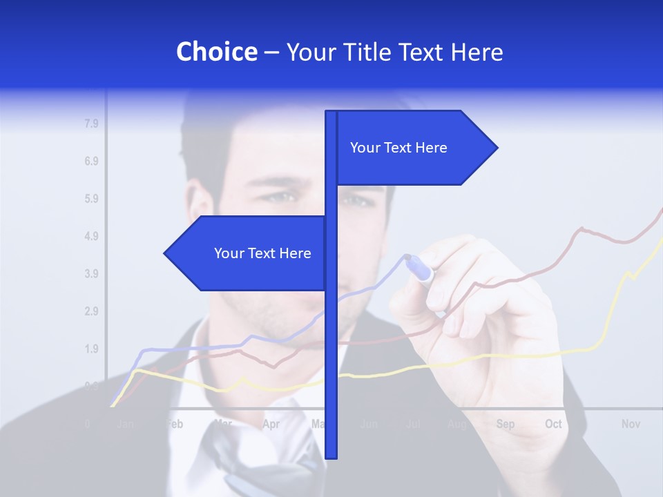 Attractive Business Man Drawing On A Graph PowerPoint Template