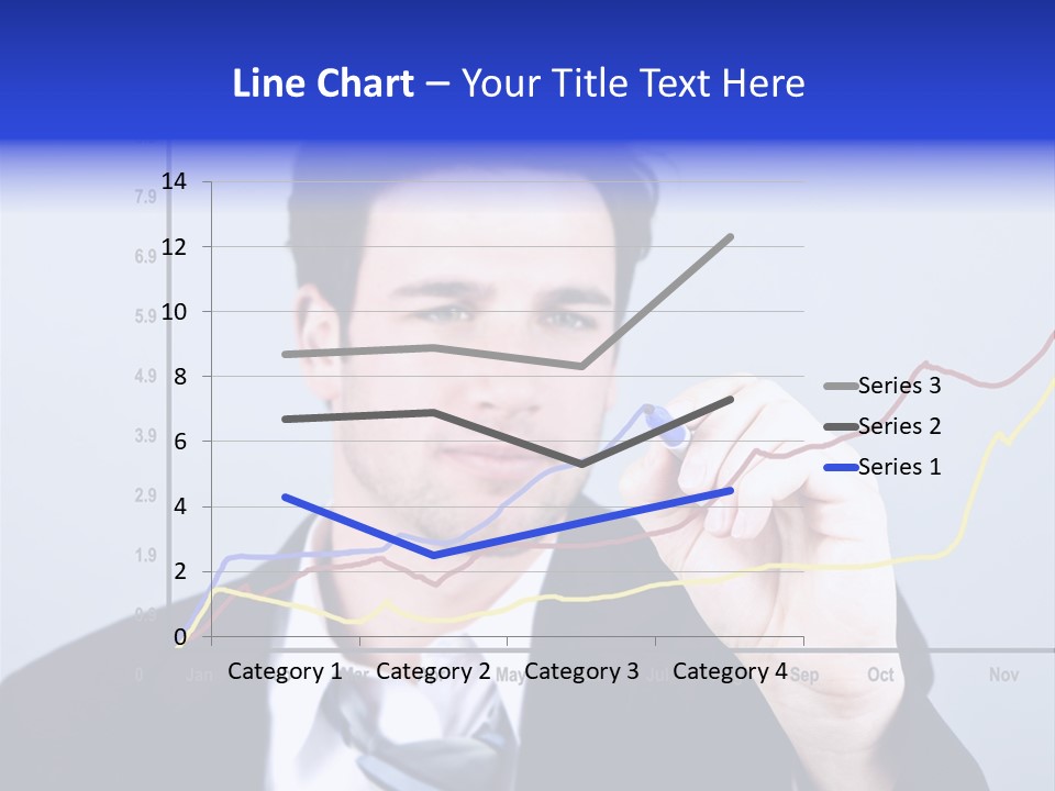 Attractive Business Man Drawing On A Graph PowerPoint Template