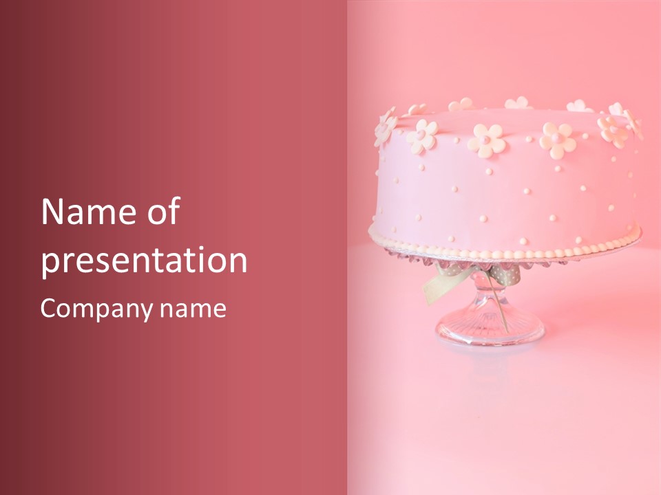 Beautiful Pink Birthday Cake. PowerPoint Template