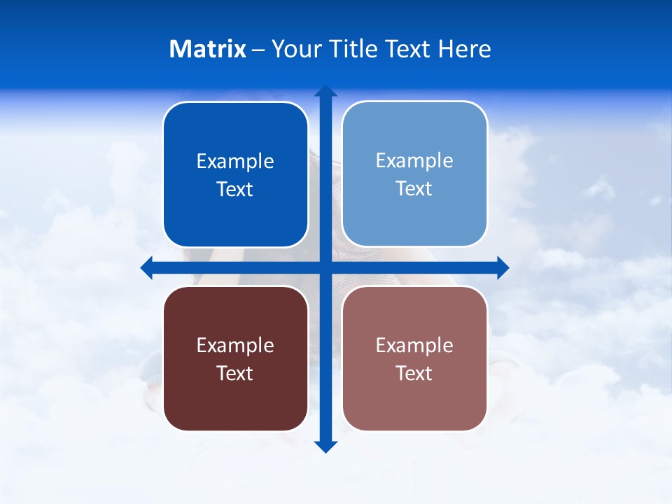 Beautiful Teenage Listening Music With Pleasure On The Clouds PowerPoint Template