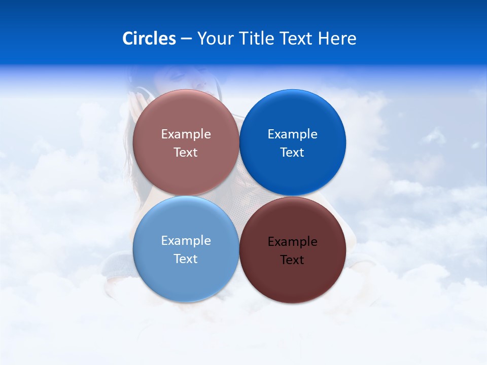 Beautiful Teenage Listening Music With Pleasure On The Clouds PowerPoint Template