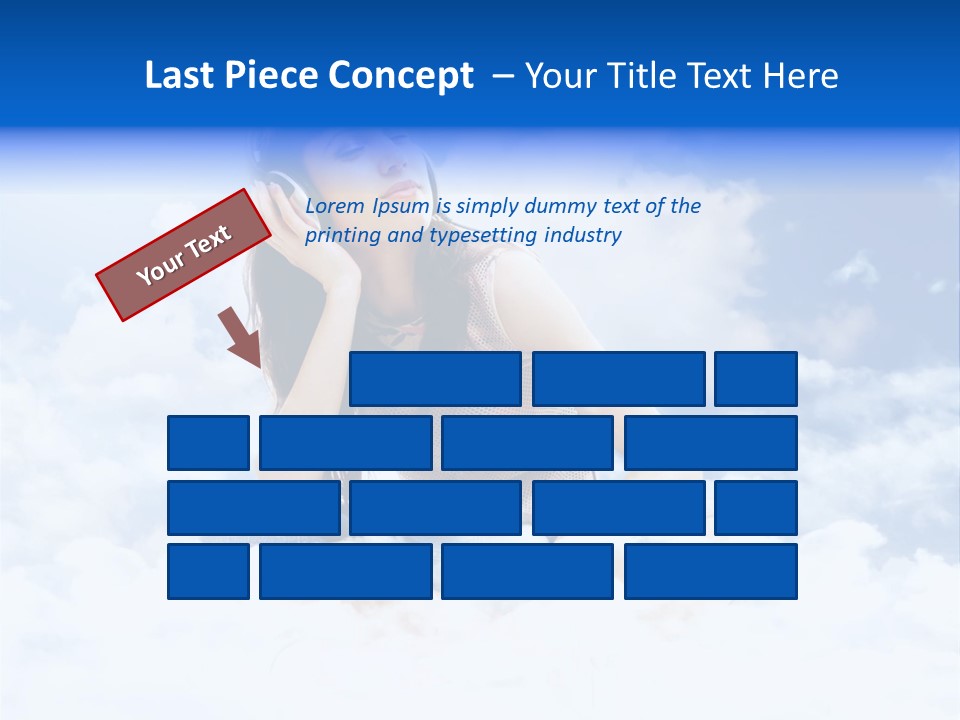 Beautiful Teenage Listening Music With Pleasure On The Clouds PowerPoint Template