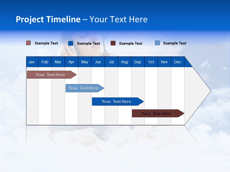 Beautiful Teenage Listening Music With Pleasure On The Clouds PowerPoint Template