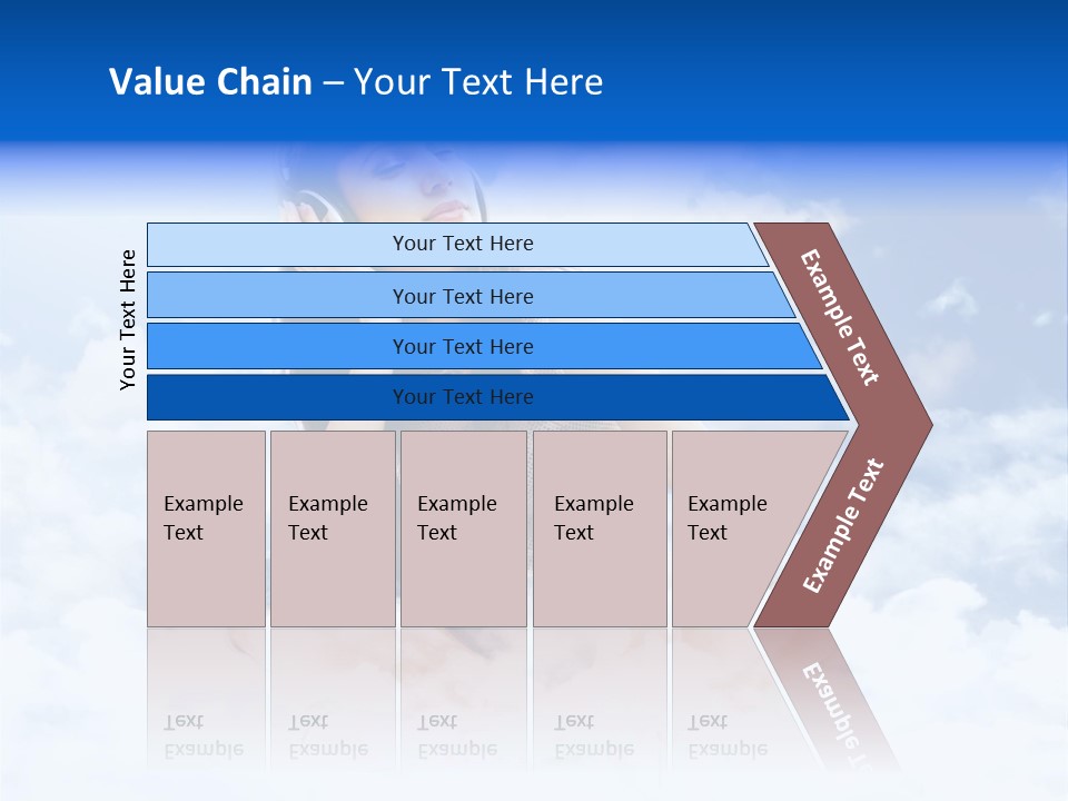 Beautiful Teenage Listening Music With Pleasure On The Clouds PowerPoint Template