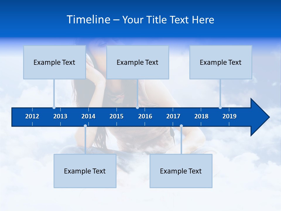 Beautiful Teenage Listening Music With Pleasure On The Clouds PowerPoint Template