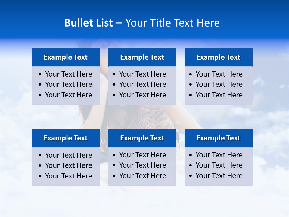 Beautiful Teenage Listening Music With Pleasure On The Clouds PowerPoint Template