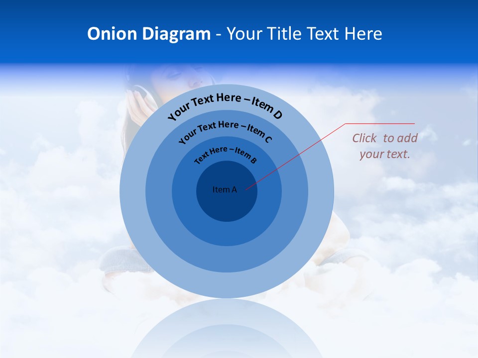 Beautiful Teenage Listening Music With Pleasure On The Clouds PowerPoint Template