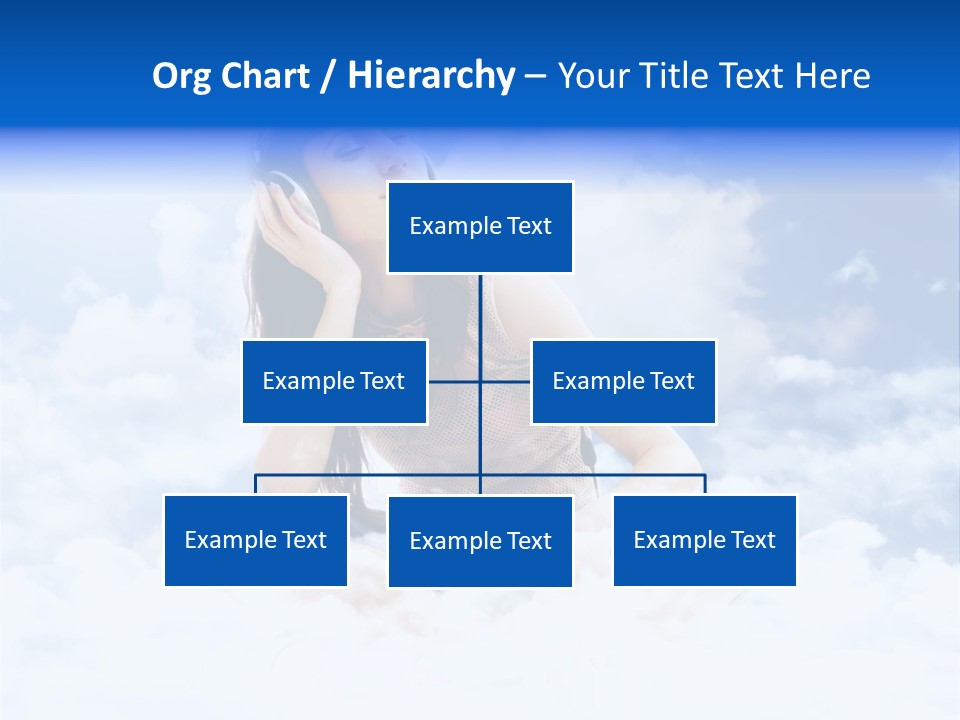 Beautiful Teenage Listening Music With Pleasure On The Clouds PowerPoint Template