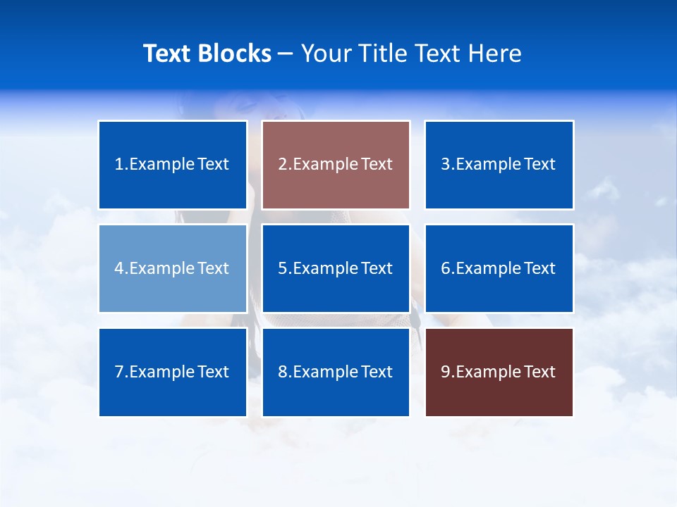 Beautiful Teenage Listening Music With Pleasure On The Clouds PowerPoint Template