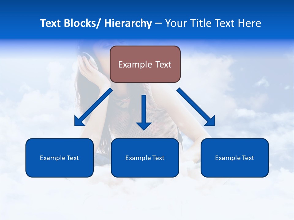 Beautiful Teenage Listening Music With Pleasure On The Clouds PowerPoint Template