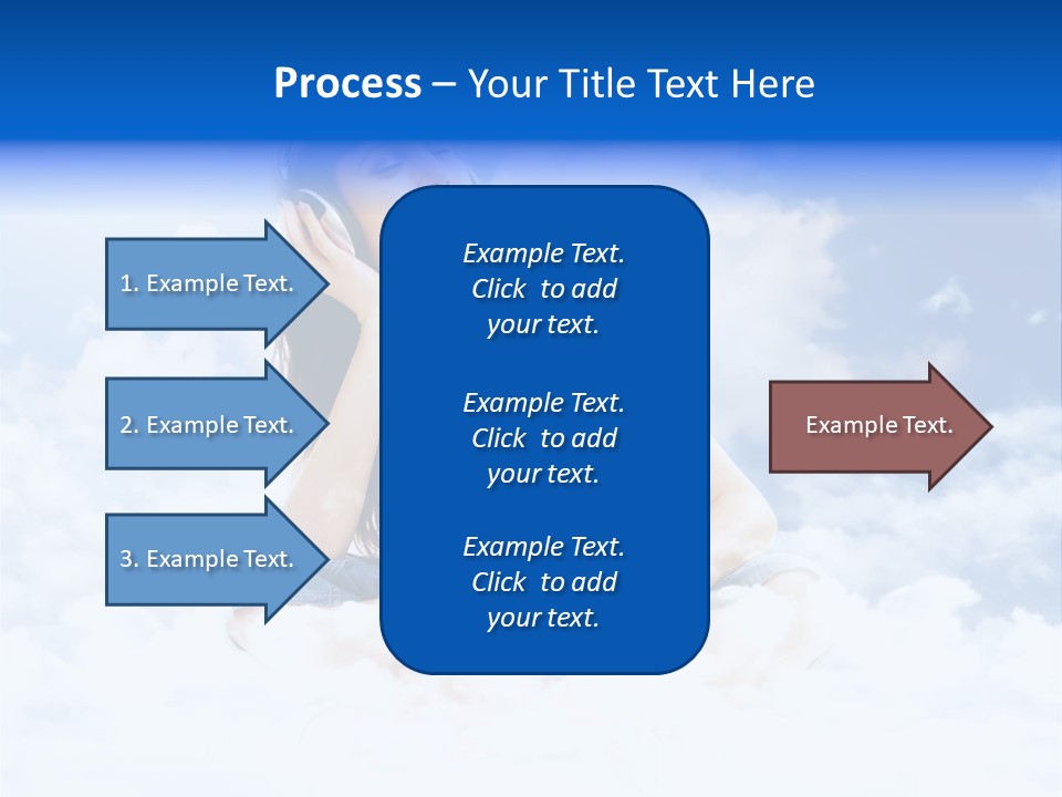 Beautiful Teenage Listening Music With Pleasure On The Clouds PowerPoint Template