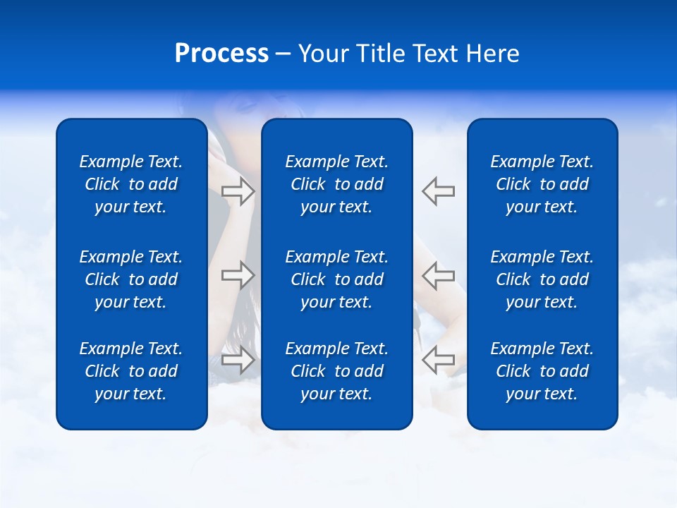 Beautiful Teenage Listening Music With Pleasure On The Clouds PowerPoint Template