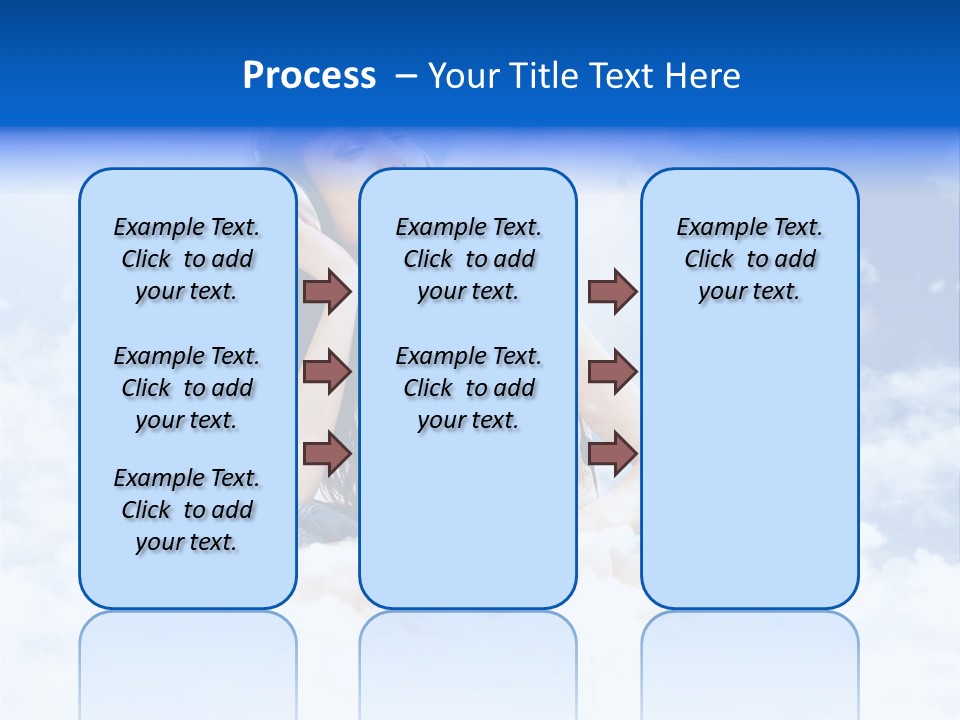 Beautiful Teenage Listening Music With Pleasure On The Clouds PowerPoint Template