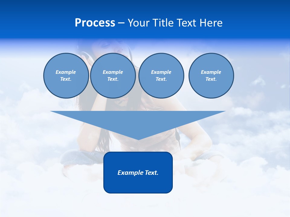 Beautiful Teenage Listening Music With Pleasure On The Clouds PowerPoint Template