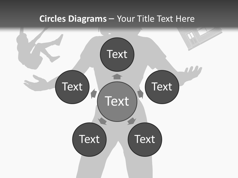 Silhouette Of A Woman Juggling Her Commitments (Vector File Also Available) PowerPoint Template