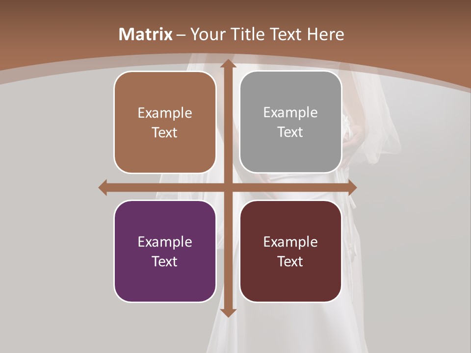 Studio Portrait Of A Young Bride Wearing White Wedding Dress With Veil, Smiling And Looking At Camera. PowerPoint Template