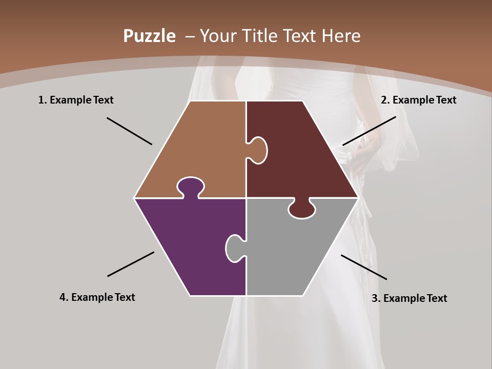 Studio Portrait Of A Young Bride Wearing White Wedding Dress With Veil, Smiling And Looking At Camera. PowerPoint Template