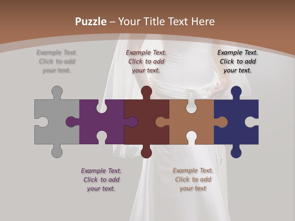 Studio Portrait Of A Young Bride Wearing White Wedding Dress With Veil, Smiling And Looking At Camera. PowerPoint Template