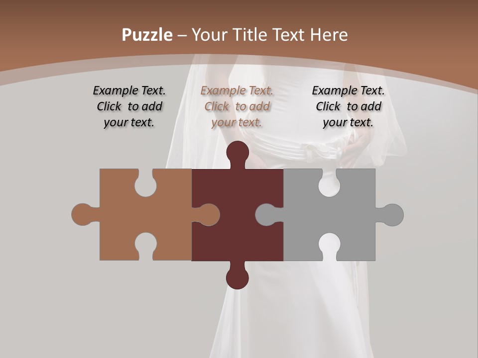 Studio Portrait Of A Young Bride Wearing White Wedding Dress With Veil, Smiling And Looking At Camera. PowerPoint Template