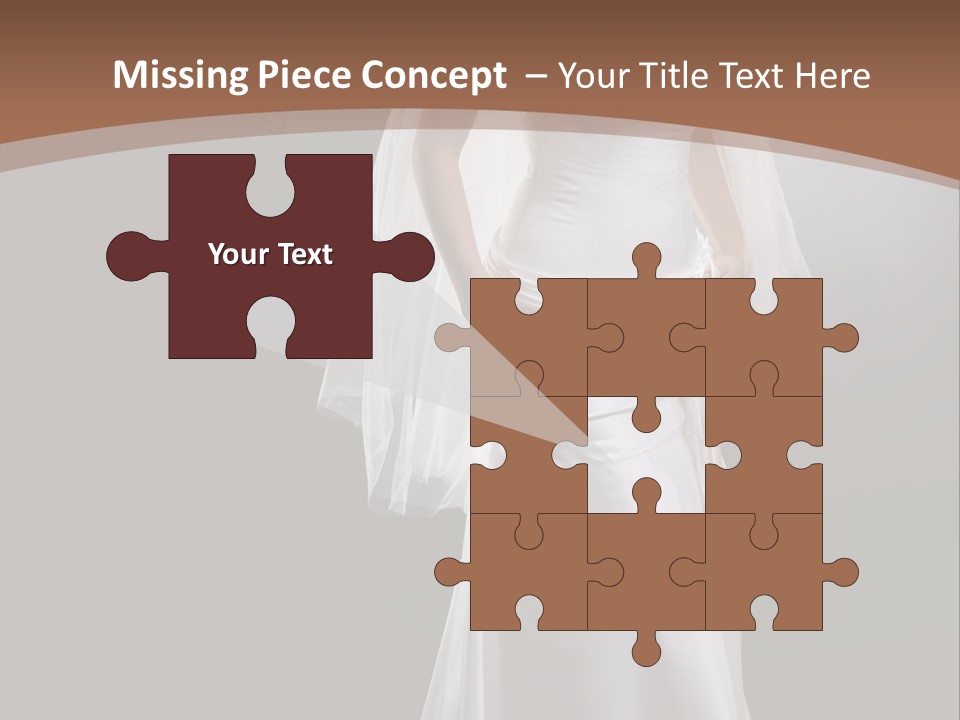 Studio Portrait Of A Young Bride Wearing White Wedding Dress With Veil, Smiling And Looking At Camera. PowerPoint Template