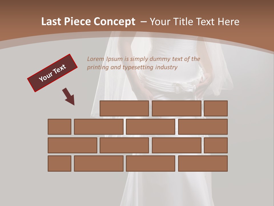 Studio Portrait Of A Young Bride Wearing White Wedding Dress With Veil, Smiling And Looking At Camera. PowerPoint Template