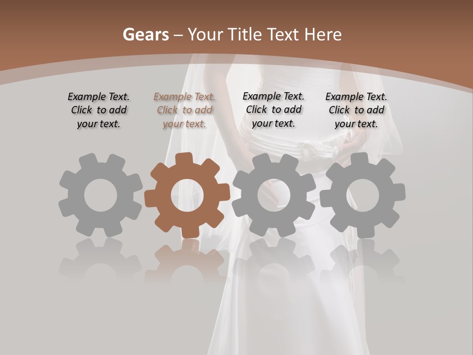 Studio Portrait Of A Young Bride Wearing White Wedding Dress With Veil, Smiling And Looking At Camera. PowerPoint Template