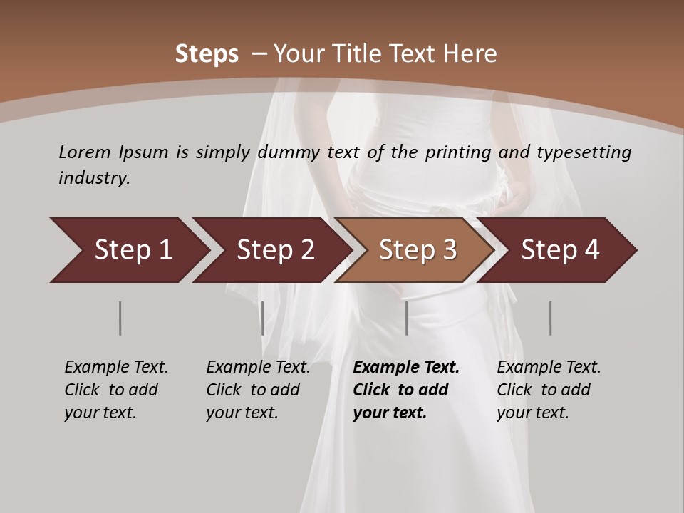 Studio Portrait Of A Young Bride Wearing White Wedding Dress With Veil, Smiling And Looking At Camera. PowerPoint Template