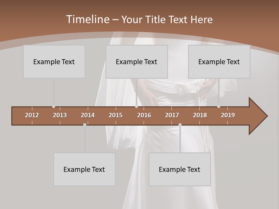 Studio Portrait Of A Young Bride Wearing White Wedding Dress With Veil, Smiling And Looking At Camera. PowerPoint Template