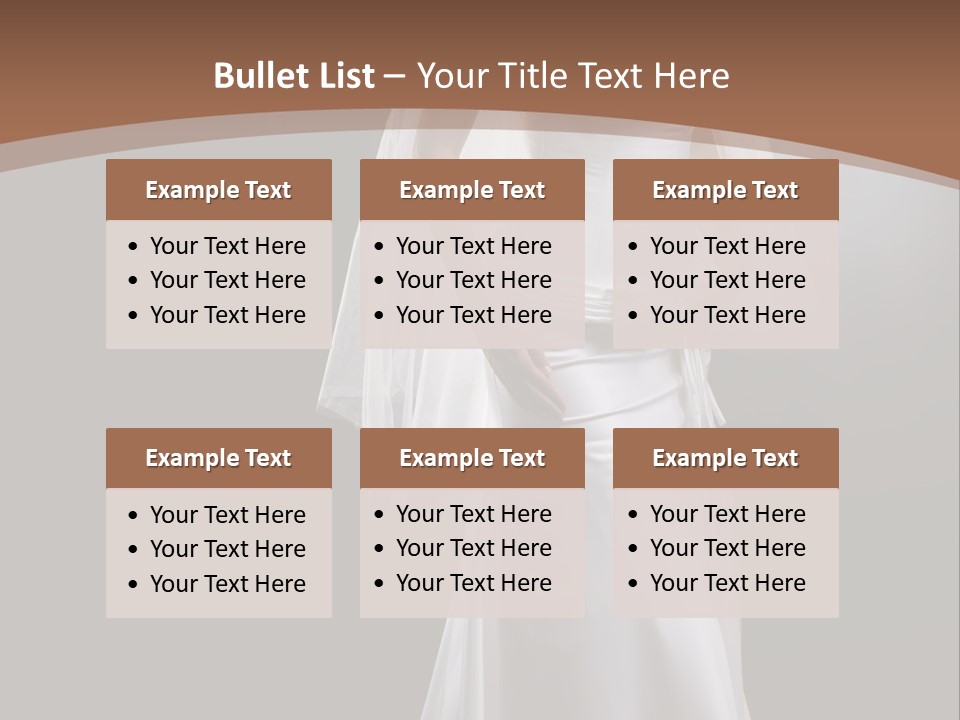 Studio Portrait Of A Young Bride Wearing White Wedding Dress With Veil, Smiling And Looking At Camera. PowerPoint Template