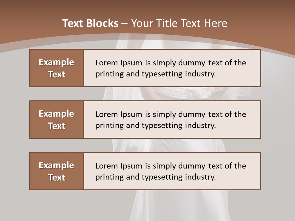 Studio Portrait Of A Young Bride Wearing White Wedding Dress With Veil, Smiling And Looking At Camera. PowerPoint Template