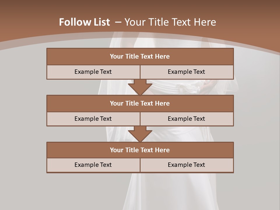 Studio Portrait Of A Young Bride Wearing White Wedding Dress With Veil, Smiling And Looking At Camera. PowerPoint Template