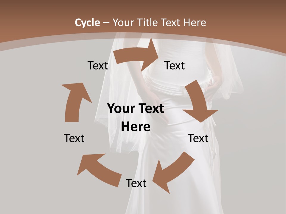 Studio Portrait Of A Young Bride Wearing White Wedding Dress With Veil, Smiling And Looking At Camera. PowerPoint Template