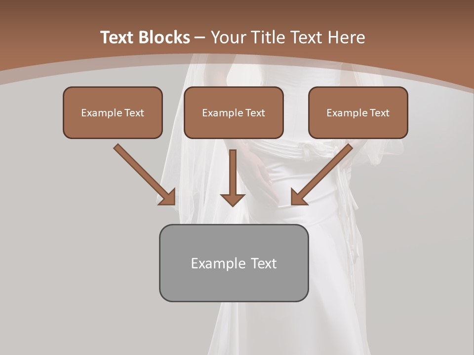 Studio Portrait Of A Young Bride Wearing White Wedding Dress With Veil, Smiling And Looking At Camera. PowerPoint Template
