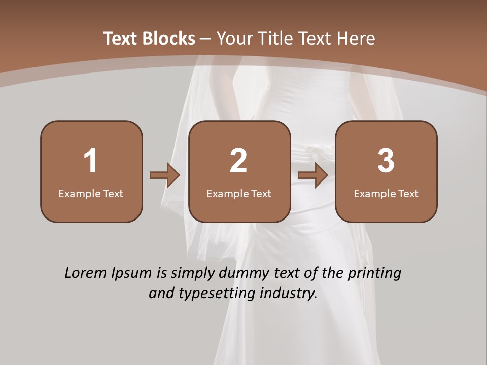 Studio Portrait Of A Young Bride Wearing White Wedding Dress With Veil, Smiling And Looking At Camera. PowerPoint Template