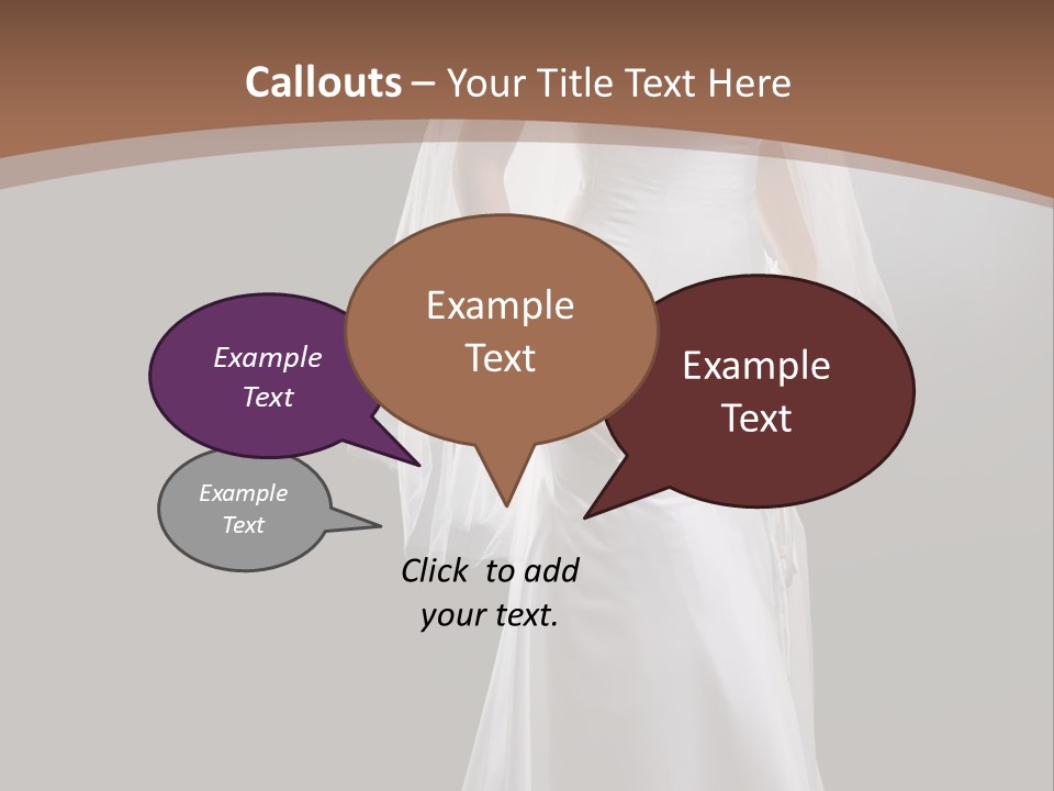 Studio Portrait Of A Young Bride Wearing White Wedding Dress With Veil, Smiling And Looking At Camera. PowerPoint Template