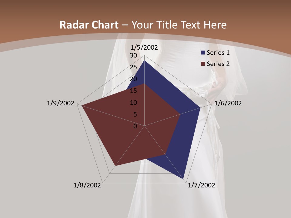 Studio Portrait Of A Young Bride Wearing White Wedding Dress With Veil, Smiling And Looking At Camera. PowerPoint Template