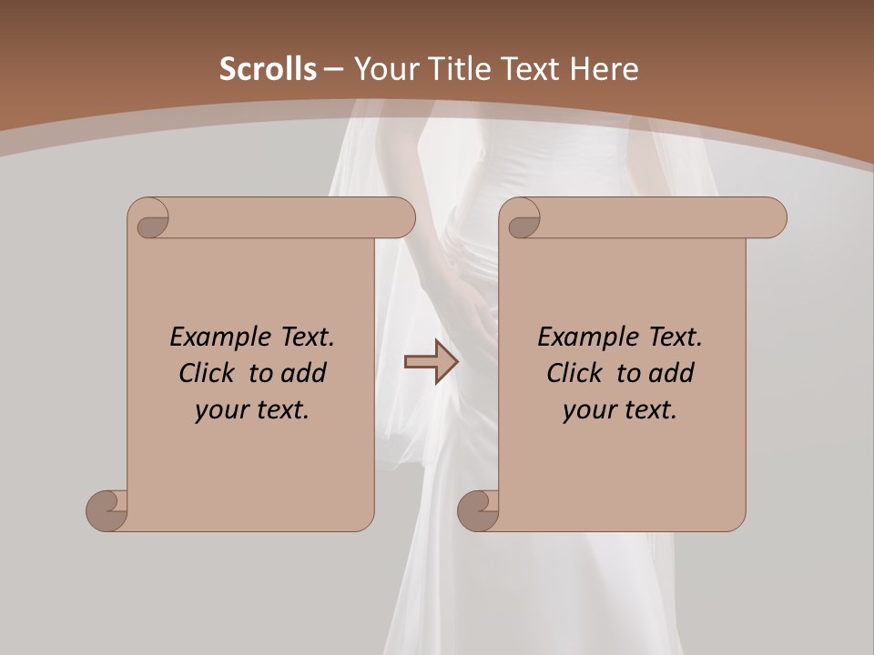 Studio Portrait Of A Young Bride Wearing White Wedding Dress With Veil, Smiling And Looking At Camera. PowerPoint Template