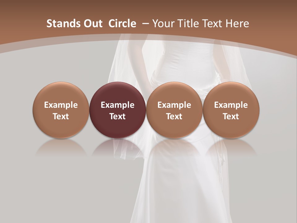 Studio Portrait Of A Young Bride Wearing White Wedding Dress With Veil, Smiling And Looking At Camera. PowerPoint Template