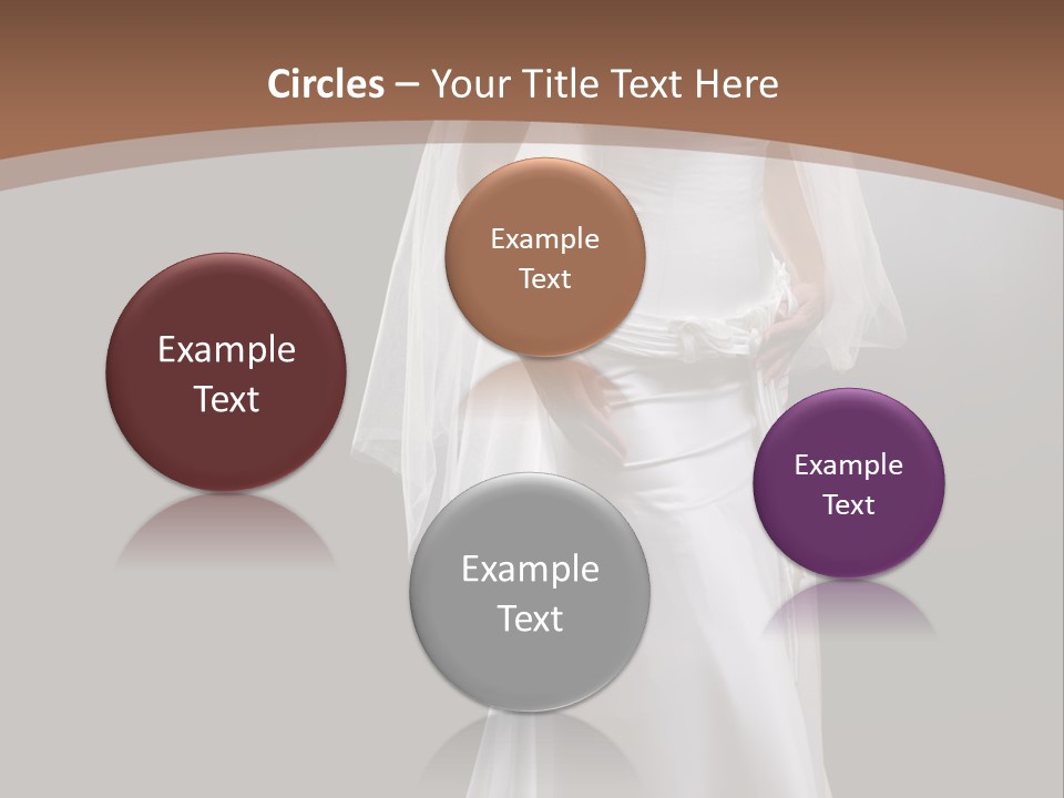 Studio Portrait Of A Young Bride Wearing White Wedding Dress With Veil, Smiling And Looking At Camera. PowerPoint Template