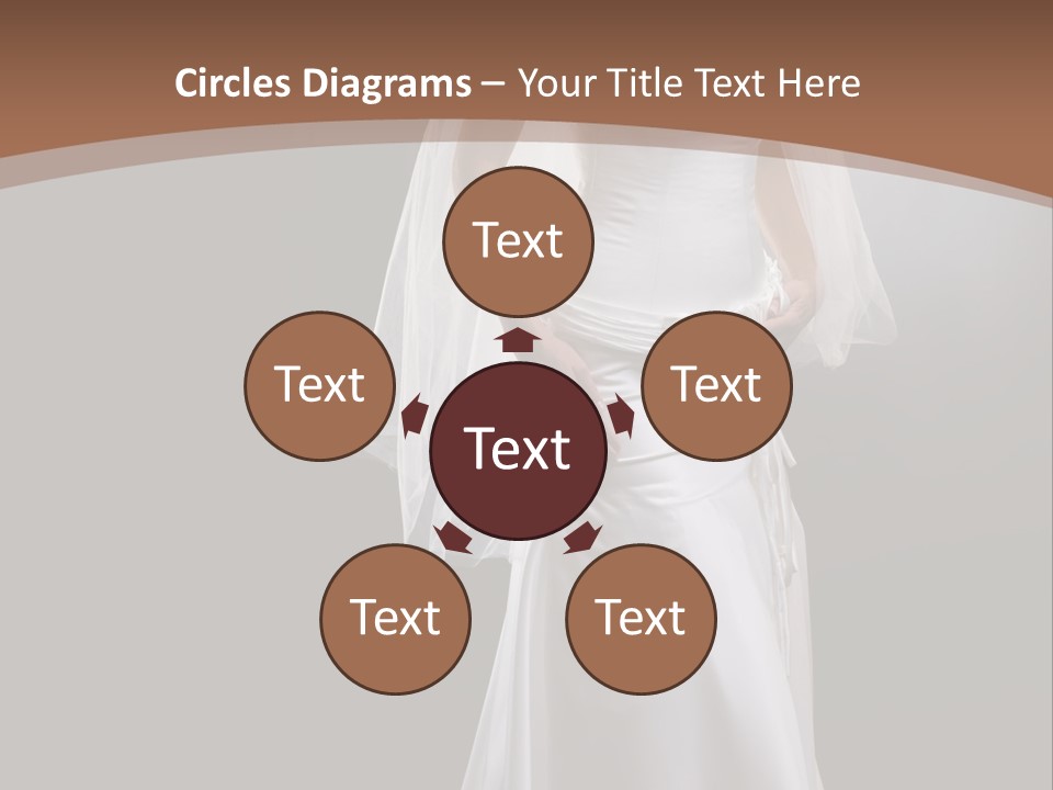 Studio Portrait Of A Young Bride Wearing White Wedding Dress With Veil, Smiling And Looking At Camera. PowerPoint Template