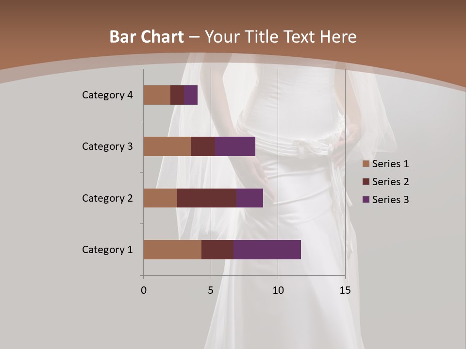Studio Portrait Of A Young Bride Wearing White Wedding Dress With Veil, Smiling And Looking At Camera. PowerPoint Template