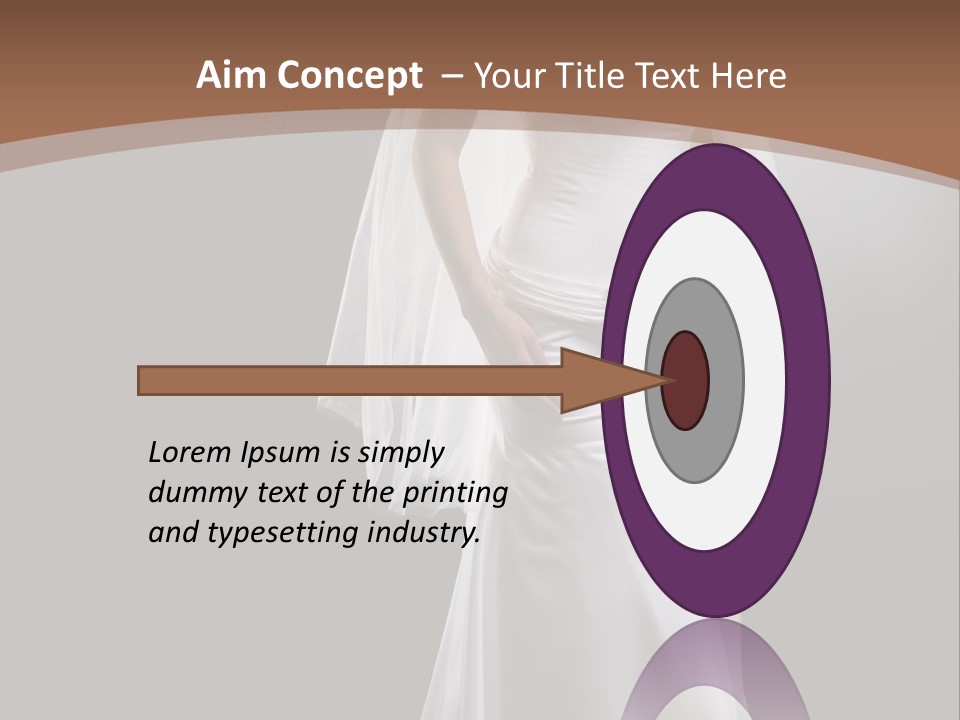 Studio Portrait Of A Young Bride Wearing White Wedding Dress With Veil, Smiling And Looking At Camera. PowerPoint Template