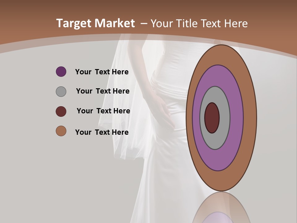 Studio Portrait Of A Young Bride Wearing White Wedding Dress With Veil, Smiling And Looking At Camera. PowerPoint Template