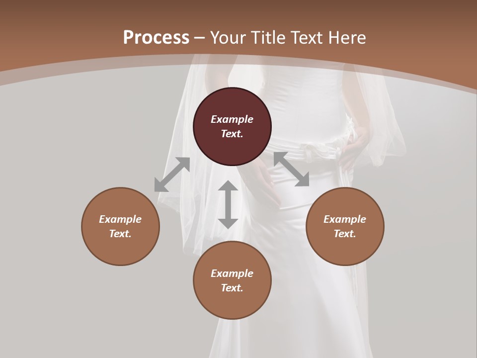 Studio Portrait Of A Young Bride Wearing White Wedding Dress With Veil, Smiling And Looking At Camera. PowerPoint Template